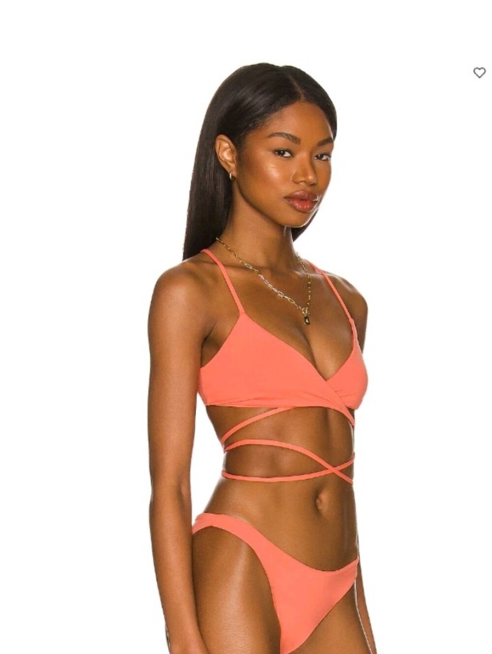 L*Space Kristen Bikini Top NEW Coral Size Small Tie Back Swimwear